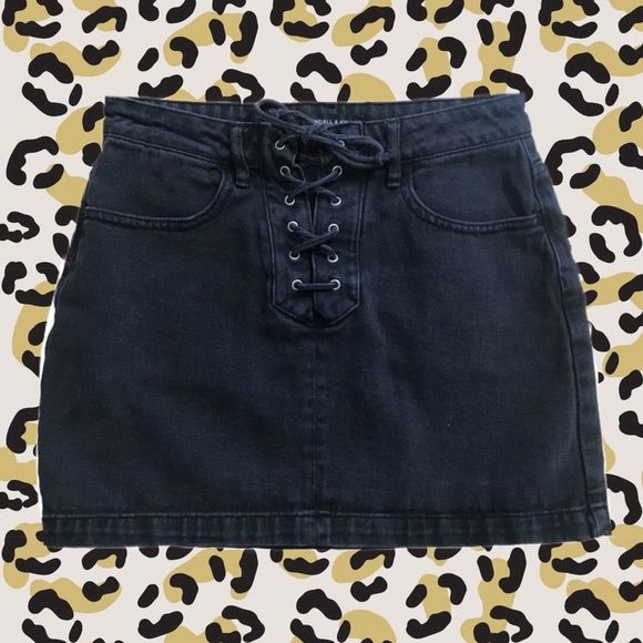 Kendall & Kylie Dresses & Skirts - Kendall & Kylie Black Denim Lace Up Mini Skirt 25